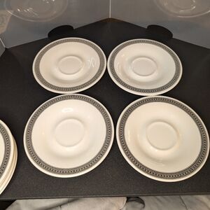 Pfaltzgraff Farmers Market vintage lot 4 6" saucer plates black/cream china‎
